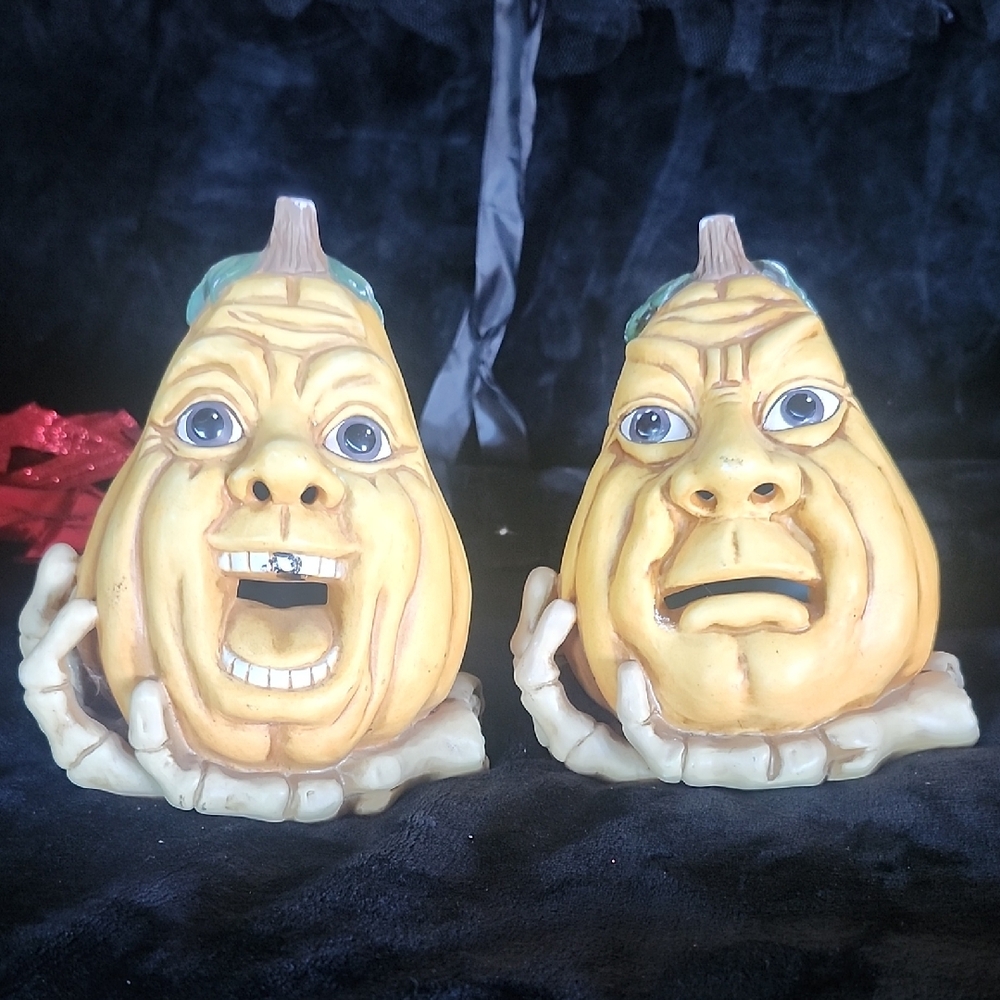 Whimsical Pumpkin Face Candle Holders